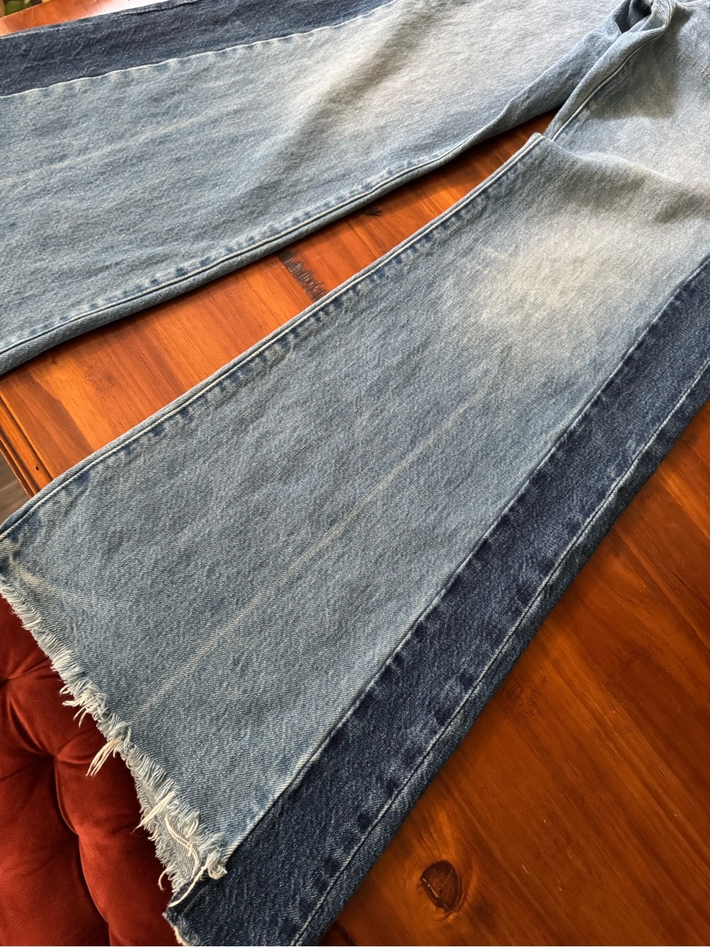 MOTHER Two-Tone Blue Wide Leg Jeans - Picture 10 of 10
